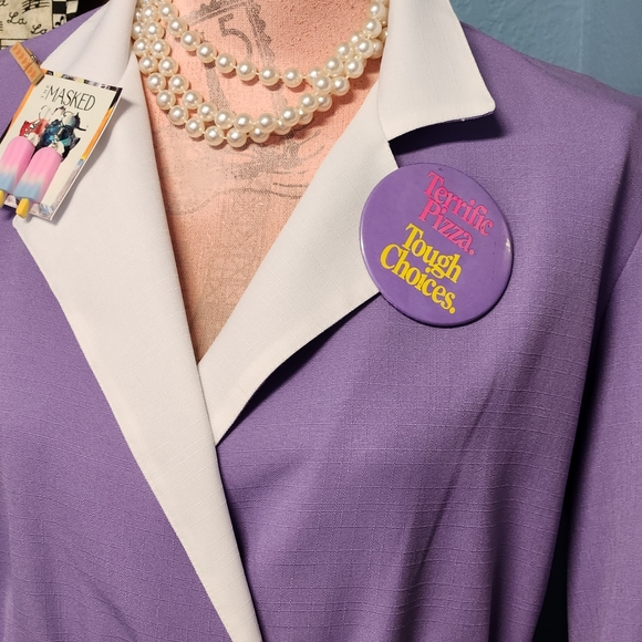 60s 70s Era Vintage Lilac Lady Carol polyester crossover button dress - Picture 4 of 10